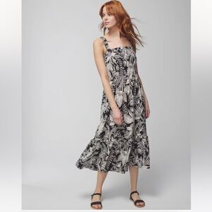 SOMA Floral Black and beige rayon / lyocell Women's Dress size M built in bra